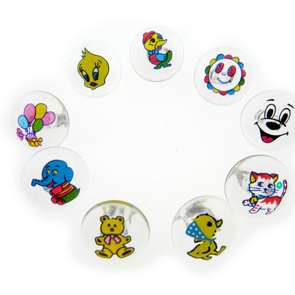 Children's Animal Buttons Round Kids Character Crystal Shank Buttons 15mm CG7 - ThreadandTrimmings