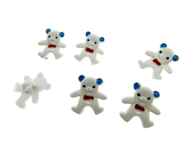 Bright Teddy Bear Animal Buttons Hand Painted Details Plastic 20mm x 15mm CN10