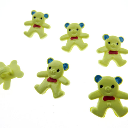 Bright Teddy Bear Animal Buttons Hand Painted Details Plastic 20mm x 15mm CN10