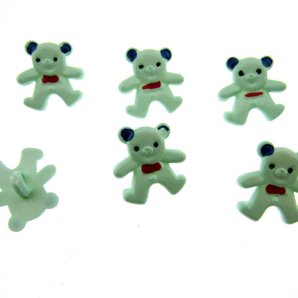 Bright Teddy Bear Animal Buttons Hand Painted Details Plastic 20mm x 15mm CN10