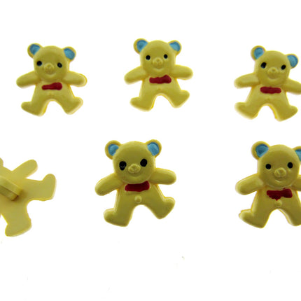 Bright Teddy Bear Animal Buttons Hand Painted Details Plastic 20mm x 15mm CN10