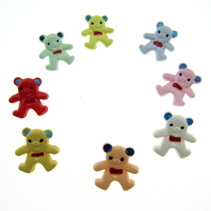Bright Teddy Bear Animal Buttons Hand Painted Details Plastic 20mm x 15mm CN10