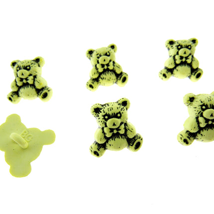 Pastel Teddy Bear Buttons Etched Buttons With Shank 15mm 7 Colours CN9
