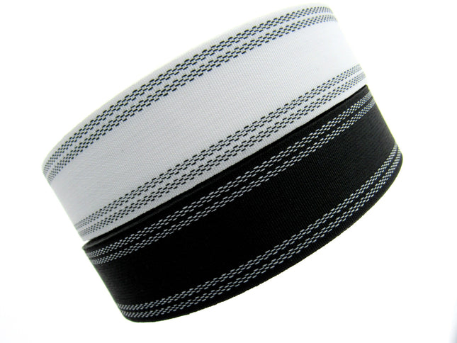 Waistband Petersham For Skirts & Millinery - 25mm/38mm - Black/White - ThreadandTrimmings