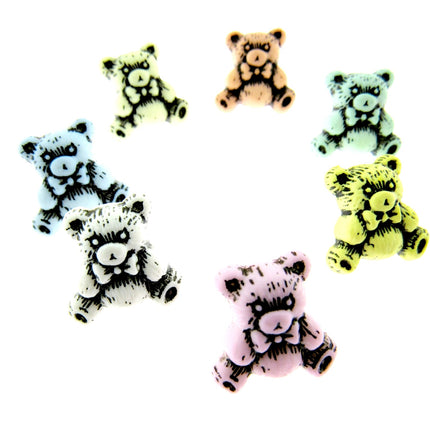 Pastel Teddy Bear Buttons Etched Buttons With Shank 15mm 7 Colours CN9