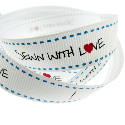 Bertie's Bows WHITE "Label" Grosgrain Ribbon - 16mm x 3m - Handmade, Knitted Etc - ThreadandTrimmings