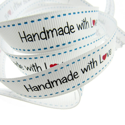 Bertie's Bows WHITE "Label" Grosgrain Ribbon - 16mm x 3m - Handmade, Knitted Etc - ThreadandTrimmings