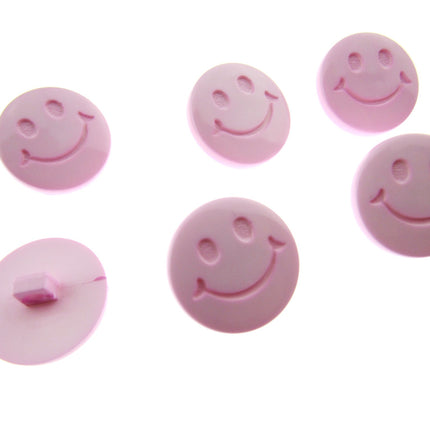 Round Happy Face Buttons 15mm Smiley Face Plastic Button with Shank - (CN32) - ThreadandTrimmings