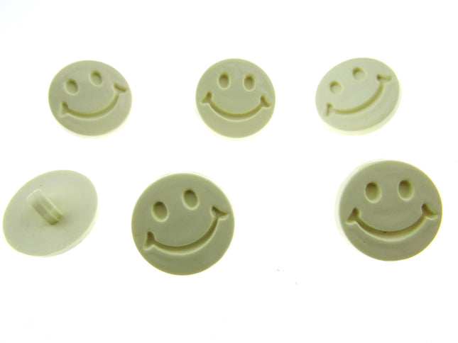 Round Happy Face Buttons 15mm Smiley Face Plastic Button with Shank - (CN32) - ThreadandTrimmings