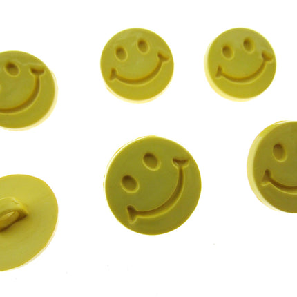 Round Happy Face Buttons 20mm Smiling Face Plastic Button with Shank - (CN32) - ThreadandTrimmings