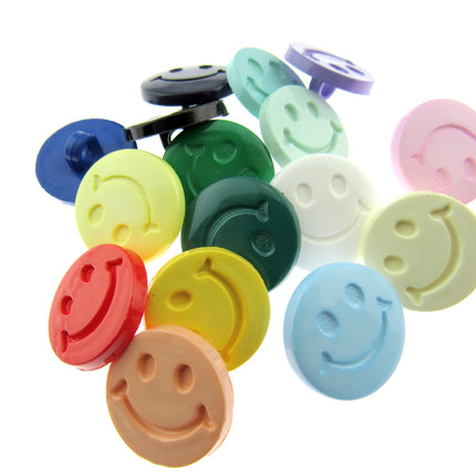 Round Happy Face Buttons 15mm Smiley Face Plastic Button with Shank - (CN32) - ThreadandTrimmings