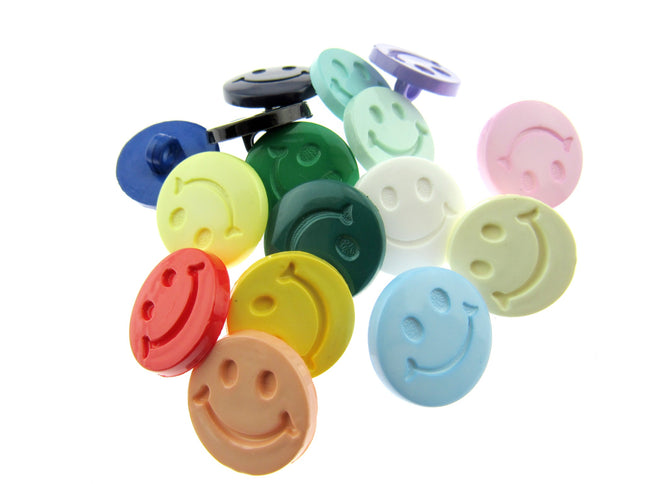 Round Happy Face Buttons 15mm Smiley Face Plastic Button with Shank - (CN32) - ThreadandTrimmings