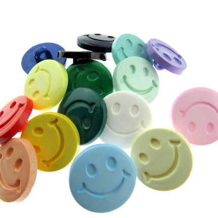 Round Happy Face Buttons 15mm Smiley Face Plastic Button with Shank - (CN32) - ThreadandTrimmings