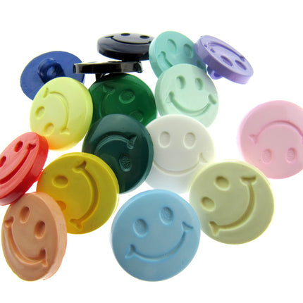Round Happy Face Buttons 20mm Smiling Face Plastic Button with Shank - (CN32) - ThreadandTrimmings