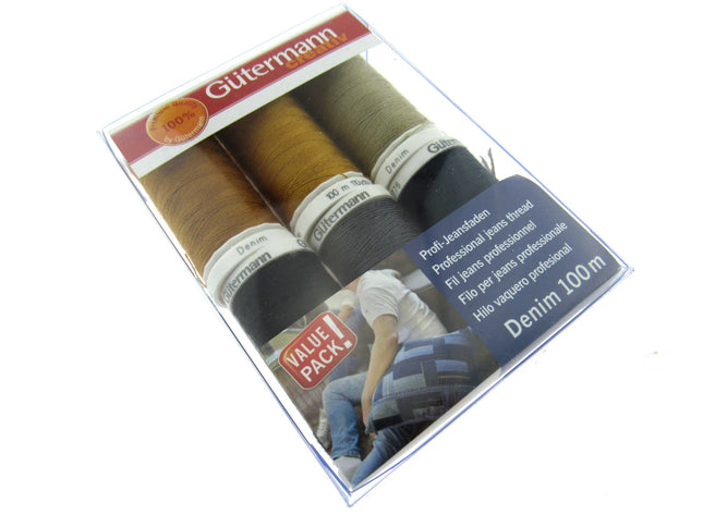 Gutermann Sewing Denim Thread Collection Professional Jeans Thread 6x100m Reels - ThreadandTrimmings