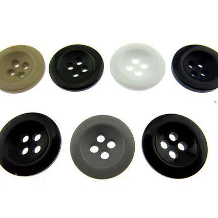 Round Trouser Buttons with Four Holes 18mm (11/16") 7 Colours Available P102 - ThreadandTrimmings