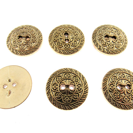 Round Antique Gold Oriental Button  Plastic 2 Hole Sew Through 15mm/25mm CX5 - ThreadandTrimmings