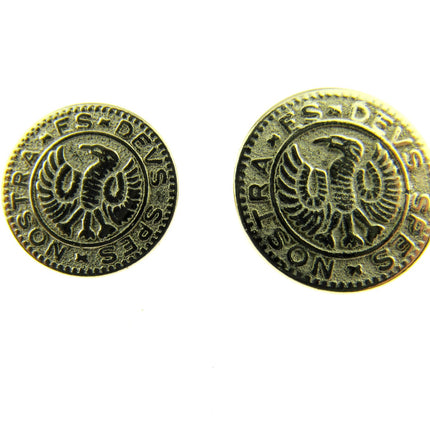 Round Gold Roman Button Coin Plastic Shank 15mm/18mm CX36 - ThreadandTrimmings
