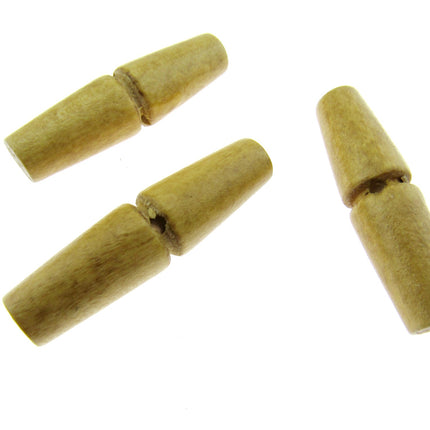 Natural Wooden Toggle Buttons for Duffle Coats Single Drilled Hole 4 Sizes  CW21 - ThreadandTrimmings