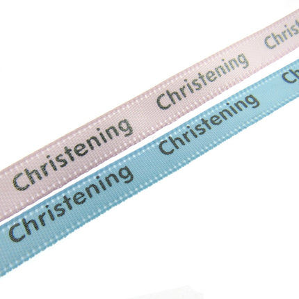 Christening Ribbon - 3m x Blue or Pink Christening Ribbon - 6mm Wide