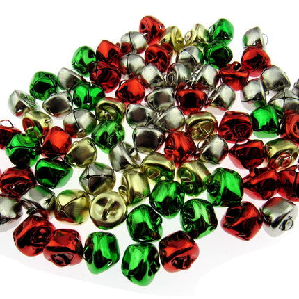 Christmas Jingle Bells - 100 Mixed Colour Pack - Xmas Charms & Pendants