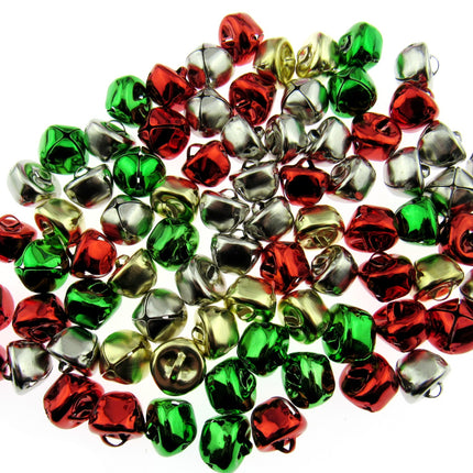 Christmas Jingle Bells - 100 Mixed Colour Pack - Xmas Charms & Pendants