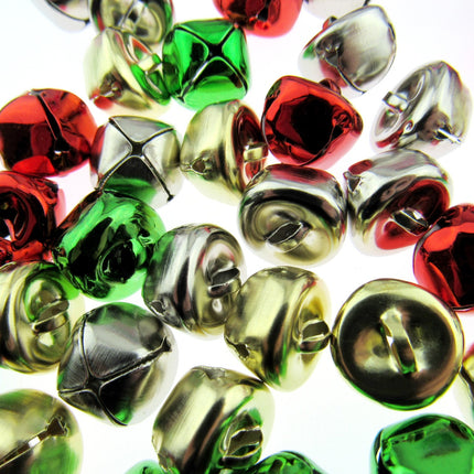 Christmas Jingle Bells - 100 Mixed Colour Pack - Xmas Charms & Pendants