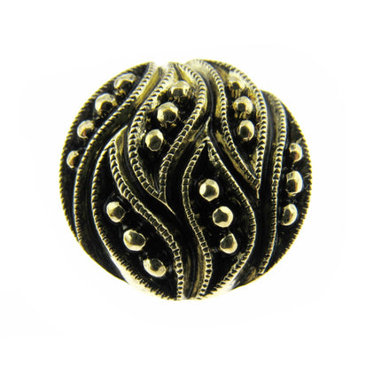 Round Ornate Antique Gold Button All Over Leaf Plastic Shank 5xSizes CX34 - ThreadandTrimmings
