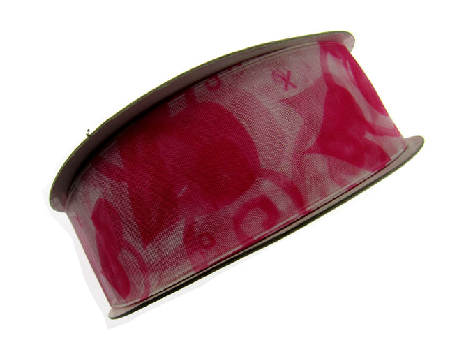 5m x 38mm Organza Ribbon with Pink Love Hearts for Valentines Day - ThreadandTrimmings