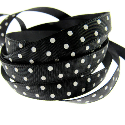 Polka Dot Spotty Satin Ribbon 10mm Ribbon with Woven Edge  8 Colours - ThreadandTrimmings
