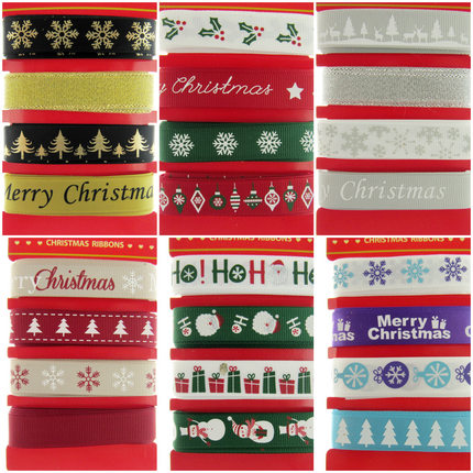 Mixed Christmas Ribbon by Italian Options - 12mm x 4 Designs x 2m Lengths