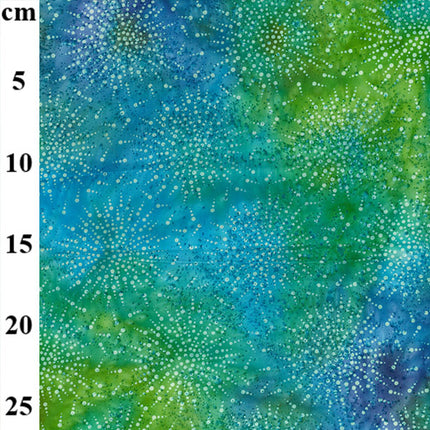 Cotton Batik Fabric by John Louden 100% Cotton Green / Blue Floral - JLB0109Col1 - ThreadandTrimmings