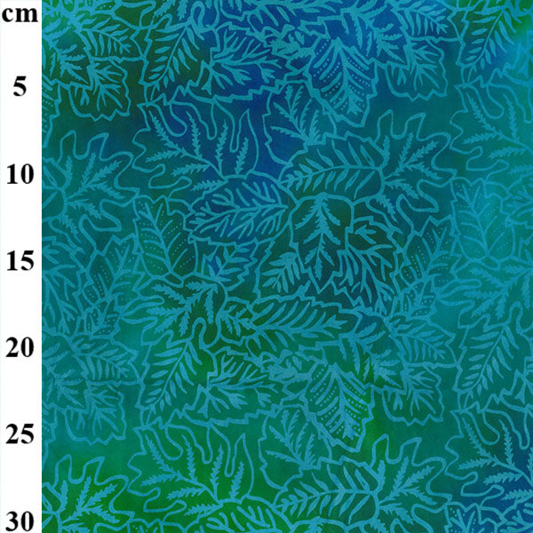 Cotton Batik Fabric John Louden - 100% Cotton - Green Leaves - JLB0112 Col 1 - ThreadandTrimmings