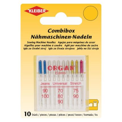 Sewing Machine Needles Assorted by Kleiber - Jeans Stretch & Universal - 10 Pack