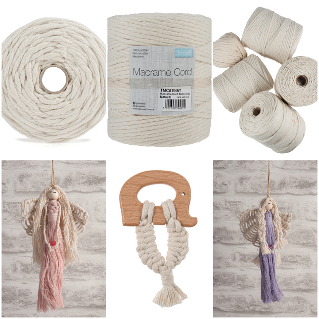 Natural Macrame Cord 100% Cotton 1 Kilo Rolls Made in UK - ThreadandTrimmings