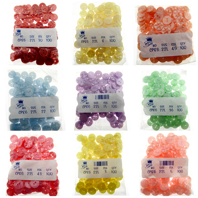 Round Baby Star Buttons 100 Button Per Packs Choice of Colours & Sizes - ThreadandTrimmings