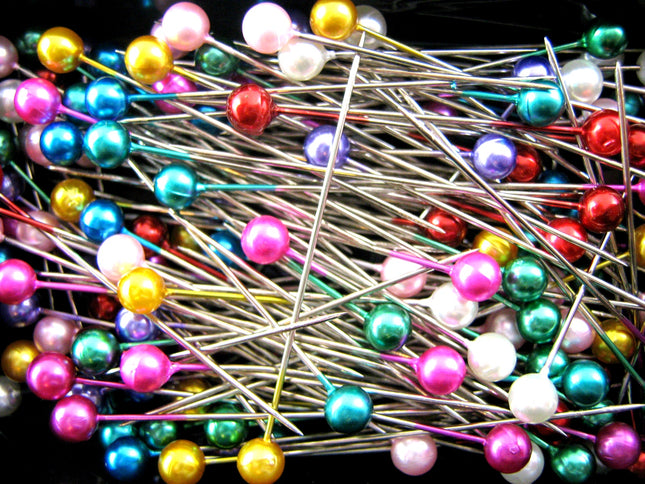Pearlised Craft Pins 40mm 144 Pins 6 Colours Assorted Quilting Dressmaking - ThreadandTrimmings