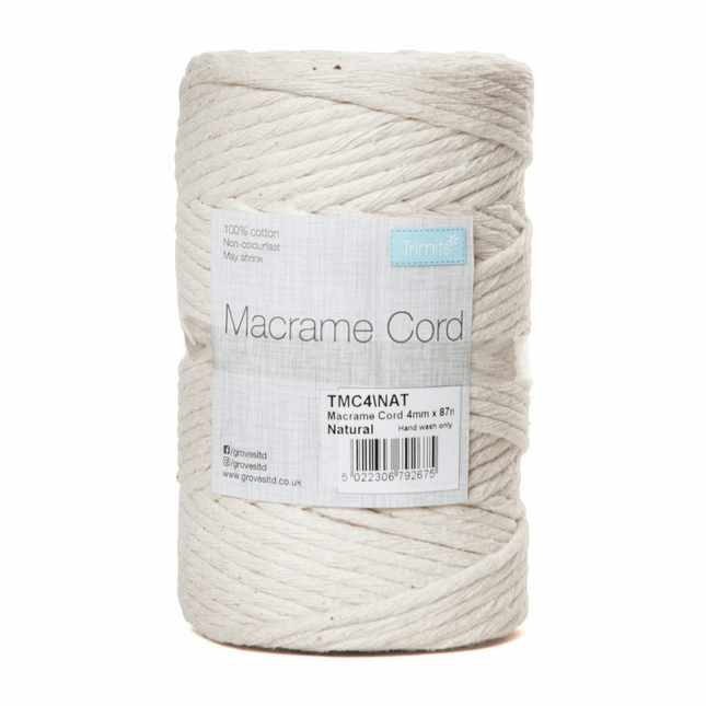 Macrame Cotton Cord 500gm Natural Non Colourfast Cord - 100% Cotton TMC/NAT