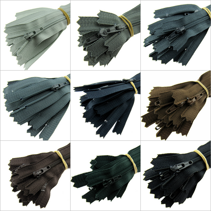 YKK Nylon Closed End Zips Pack Size 5 Zips 4" 5 " 6" 7" - ThreadandTrimmings